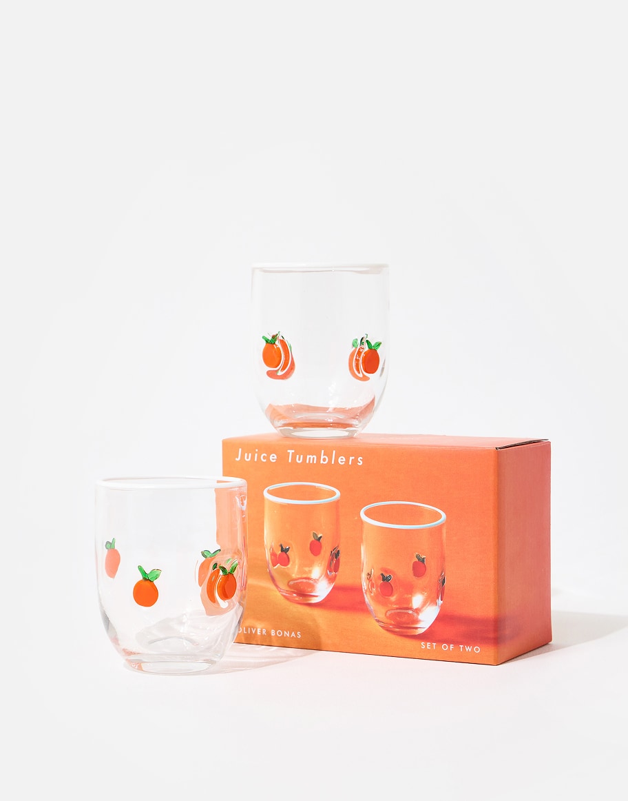 Orange Glass Tumblers Set of Two